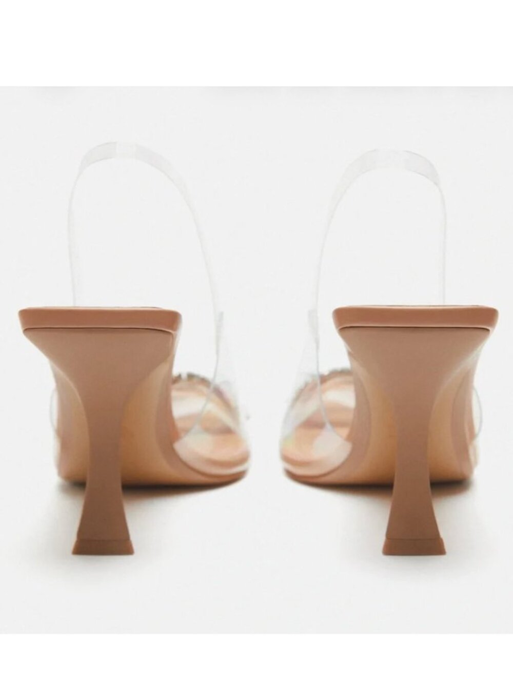 Zara Embellished Vinyl Heels Clear Nude Sz 7.5 NWT - Picture 10 of 11